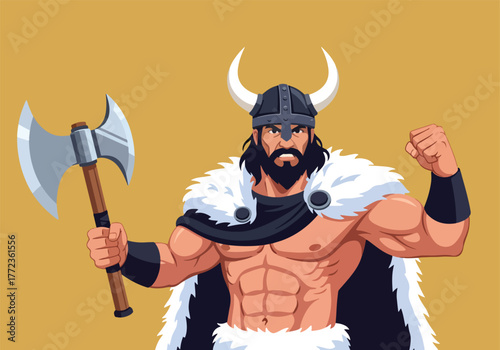 Mighty viking warrior with axe and horned helmet - Gaming logo - Gaming Mascot - esport mascot vector illustration