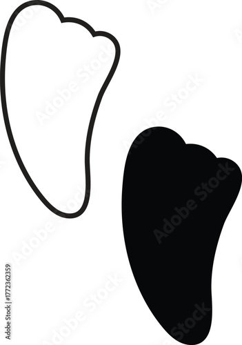 Curved gua sha stone icon for facial massage, beauty therapy, lymphatic drainage and skin tightening transparent background.