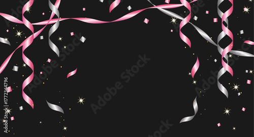 垂れ下がるリボンの背景イラスト素材 ベクター お祝い 誕生日 イベント サプライズ