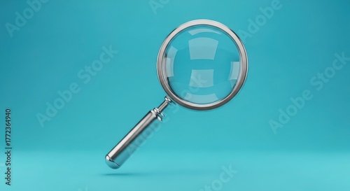 Magnifying glass on a blue background for search and research concept