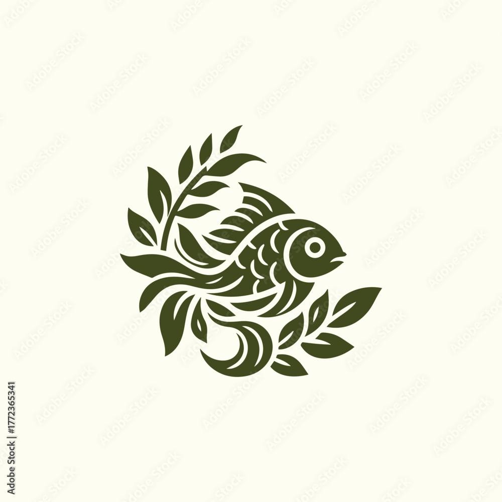 Obraz premium Floral Fish Logo