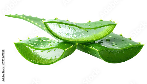 Wallpaper Mural Sliced aloe vera leaves, showing gel, against black background Torontodigital.ca