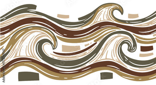 Foto Seamless organic wave pattern in earthy tones, creating a fluid and natural abst