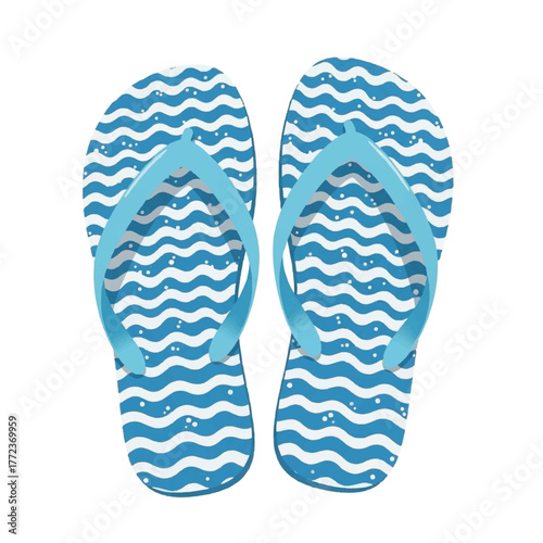 A set of summer flip-flops featuring a fun ocean wave design.