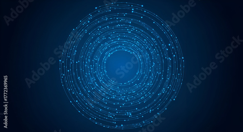 Swirling Blue Digital Particles Forming a Vortex abstract