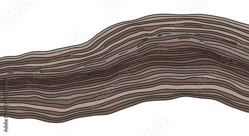 Abstract geological strata pattern with flowing organic lines and earthy tones on white background