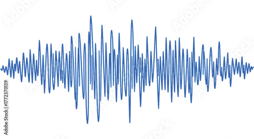 Dynamic blue audio waveform illustrating intricate sound frequency and digital data oscillation pattern