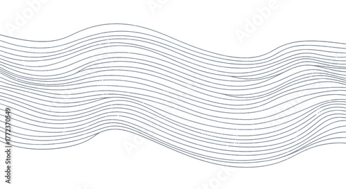 Abstract flowing gray lines on a clean white background, creating a modern undulating design element