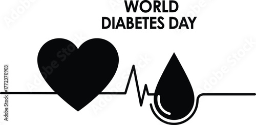 World diabetes day concept with heart and blood drop awareness campaign for diabetes prevention and treatment