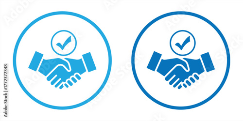 handshake icon with check mark, agreement icon, vector illustration