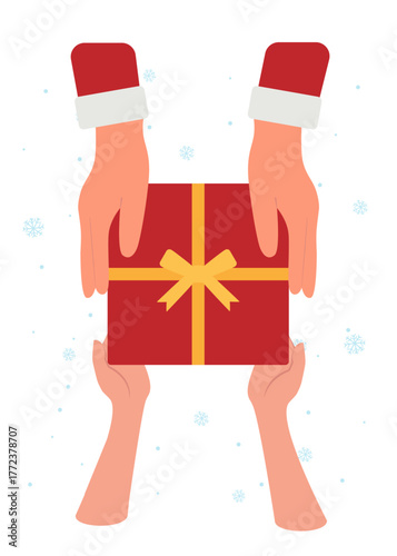 Santa Claus Giving Christmas Gift Stock Illustration