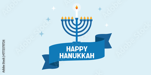 Happy Hanukkah Menorah Illustration Vector