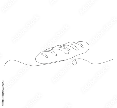 One continuous line drawing of white bread. cafe concept suitable for bakery logo. Vector illustration. white background