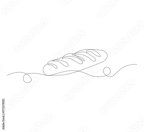 One continuous line drawing of white bread. cafe concept suitable for bakery logo. Vector illustration. white background