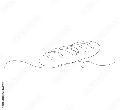 One continuous line drawing of white bread. cafe concept suitable for bakery logo. Vector illustration. white background