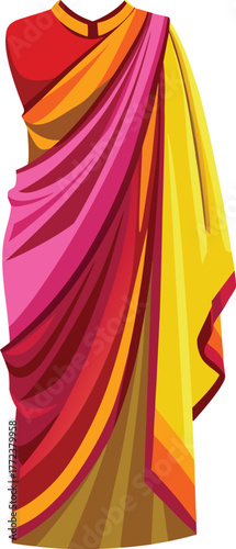 indian saree vibrant colors with gold border drass.