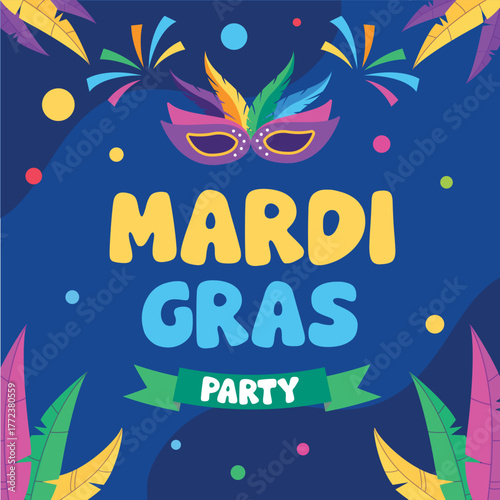 Mardi Gras Party With Blue Vibes Background