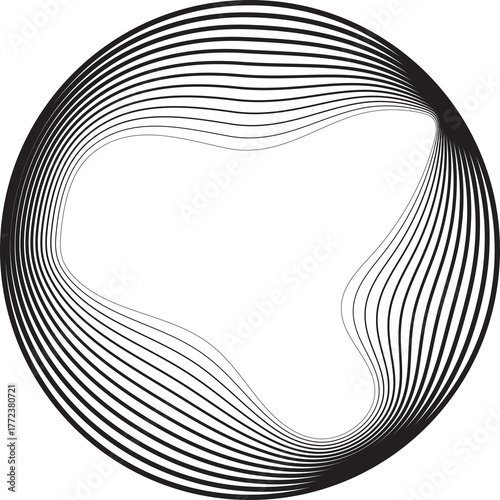 Circle line gradient blend to organic shape. Technology concept