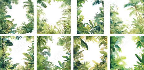 Watercolor Rainforest Canopy Clipart