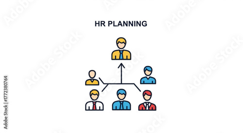 Illustration of a hierarchical organization chart with employees reporting to a manager or leader figure created with generated ai