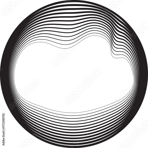 Circle line gradient blend to organic shape. Technology concept