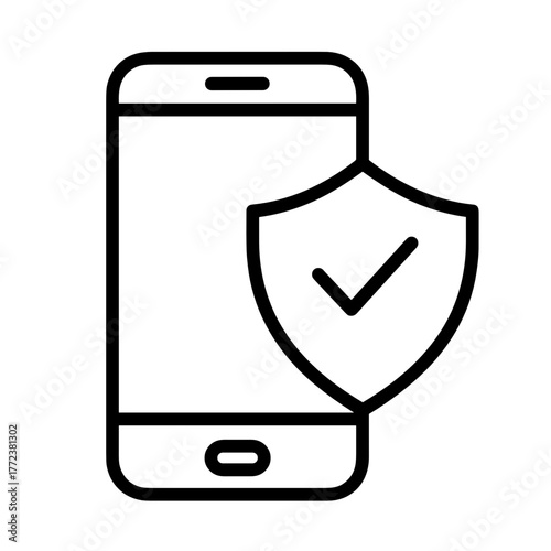 Smartphone with security shield checkmark icon – mobile data protection