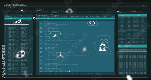 Rendering code editor showing JavaScript on screen with case list, key table, dump, floating icons