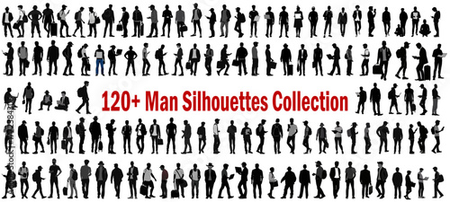 Man Silhouettes Collection People Vector Graphic Resource Standing Walking Business