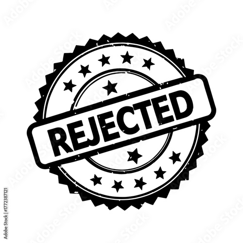 Grunge Black Rejected Rubber Stamp Seal Icon with Star Graphic