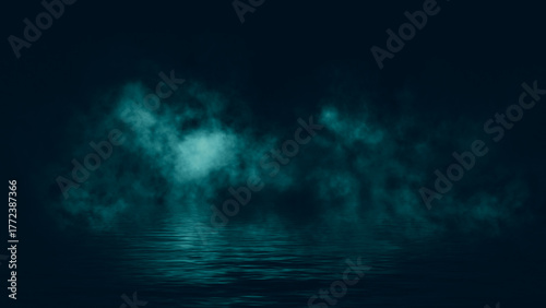 Wallpaper Mural Mystical abstract smoke steam moves on black background texture . The concept of aromatherapy. Reflection on water. Stock illustration. Torontodigital.ca