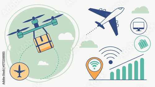 Innovation in aerial delivery through drone technology and airplanes, with a digital technology