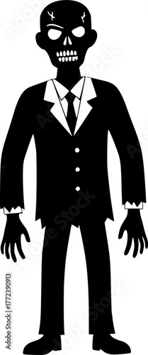 Zombie - Black and White Isolated Icon - Vector illustration
