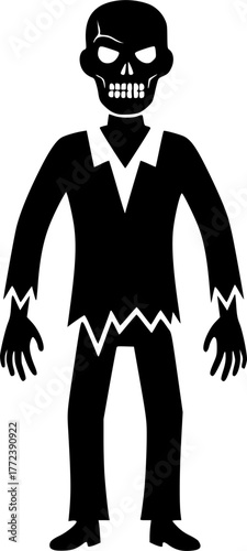 Zombie - Black and White Isolated Icon - Vector illustration
