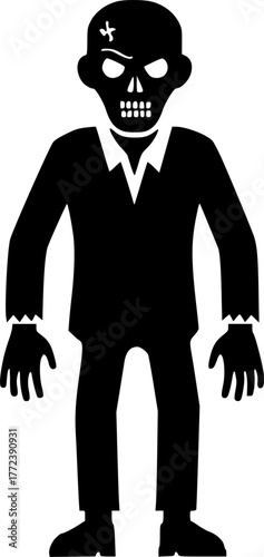 Zombie - Black and White Isolated Icon - Vector illustration
