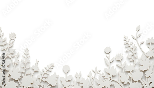 Minimalist White Paper Flowers on Elegant Blank Background