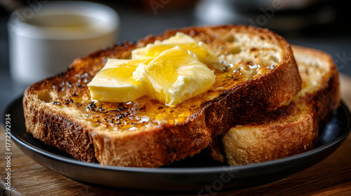 Buttered Toast on Plate