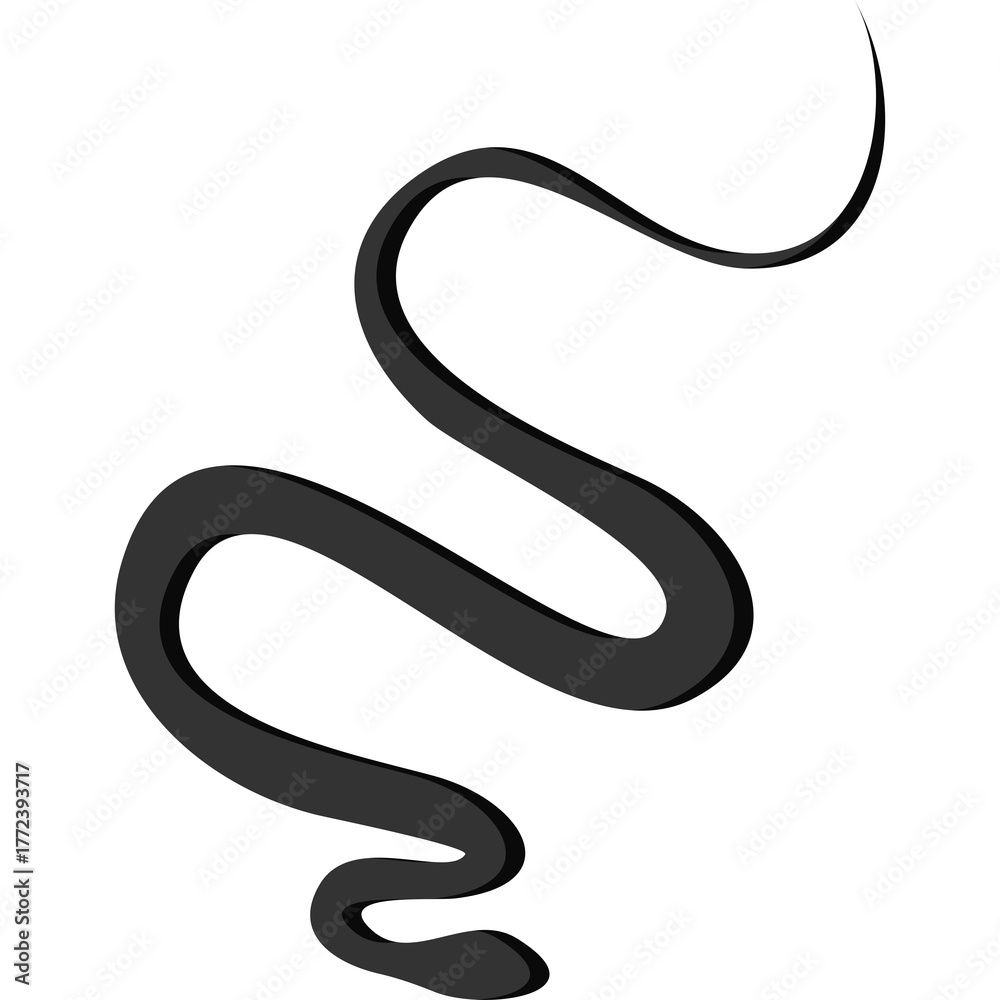 Fototapeta premium A Simple Black Snake Illustration With A Transparent Background And A Shadow Effect