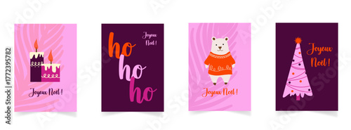 Ensemble de cartes de vœux "joyeux Noël" pour les fêtes. Illustrations vectorielles pour la création graphique et web, les bannières pour les réseaux sociaux et les supports marketing.
