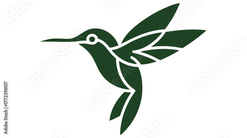 Elegant dark green hummingbird logo design for nature and wildlife brands vector