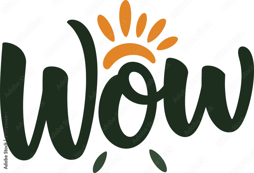 Fototapeta premium Wow logo playful handwritten text creative design lettering calligraphic phrase illustration