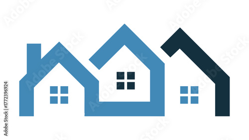 Modern three houses logo design for real estate and property services vector