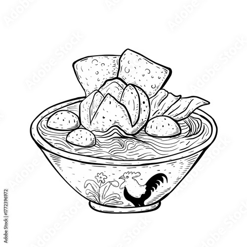 Sketch Meat ball asian food