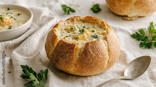 Wallpaper Mural A bread bowl filled with creamy chowder Torontodigital.ca