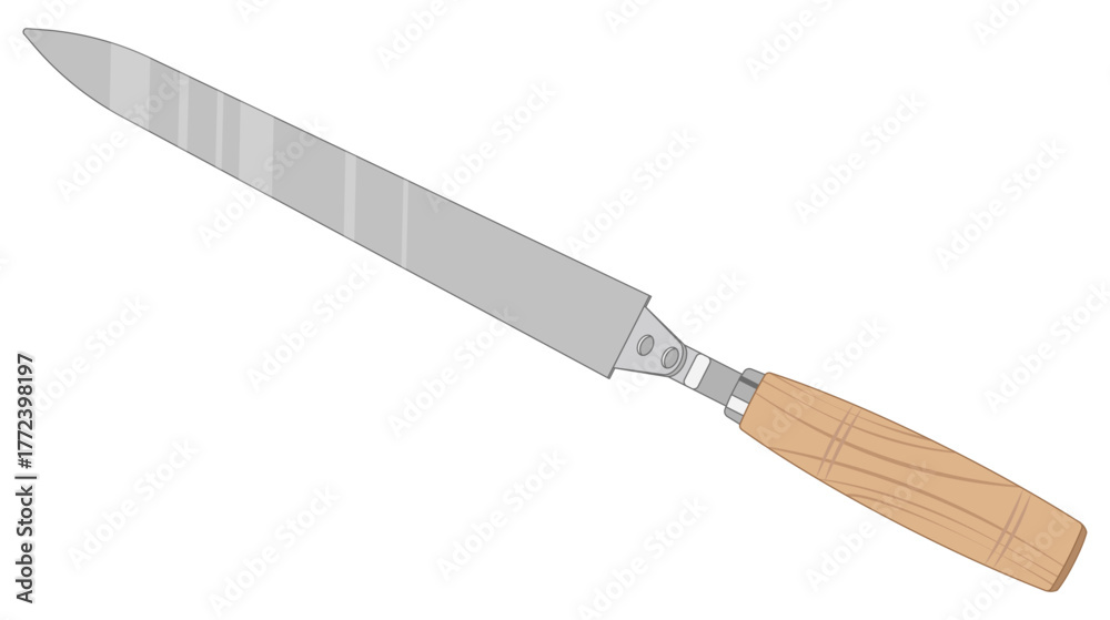 Fototapeta premium Vektor illustration of a beekeeper's tool, the hive tool, isolated on a white background. Ideal for beekeeping, gardening, and agricultural designs.