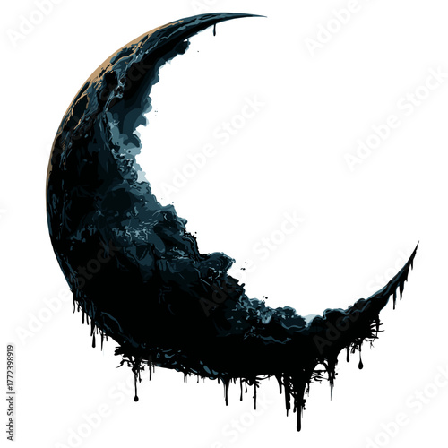 Scary Fantasy Half Moon Vector Clipart