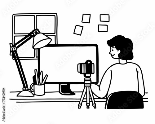 A person filming a video