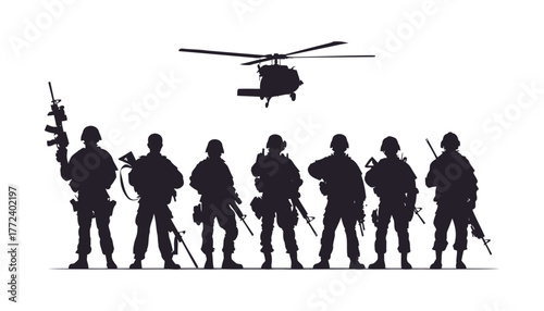 Army silhouette vector and soldier silhouette, army background, military troops, combat clipart, infantry, army emblem, army badge, soldier icon, military vector design, army illustration, army logo