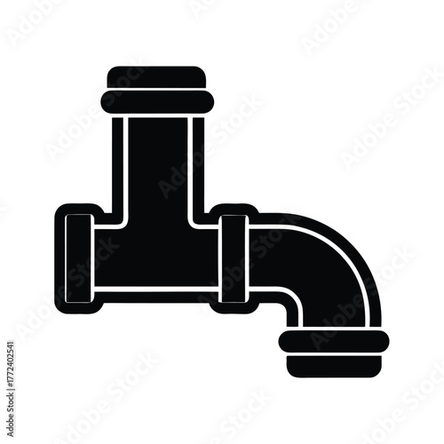 Flat Vector Icon of Pipe Fitting