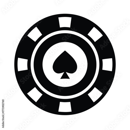 Flat Vector Icon of Poker Chips