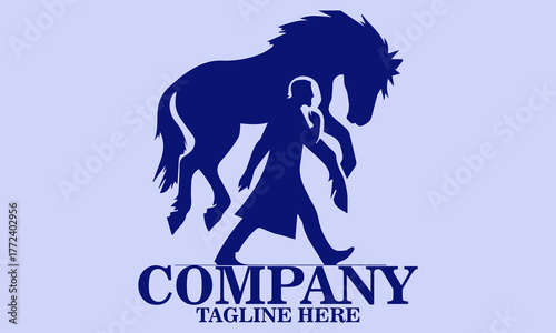 illustration vector strange man brings his livestock and strange man brings his livestock logo design